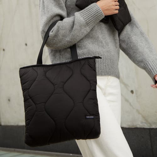 Youzey The Slim Puffer Tote In Black