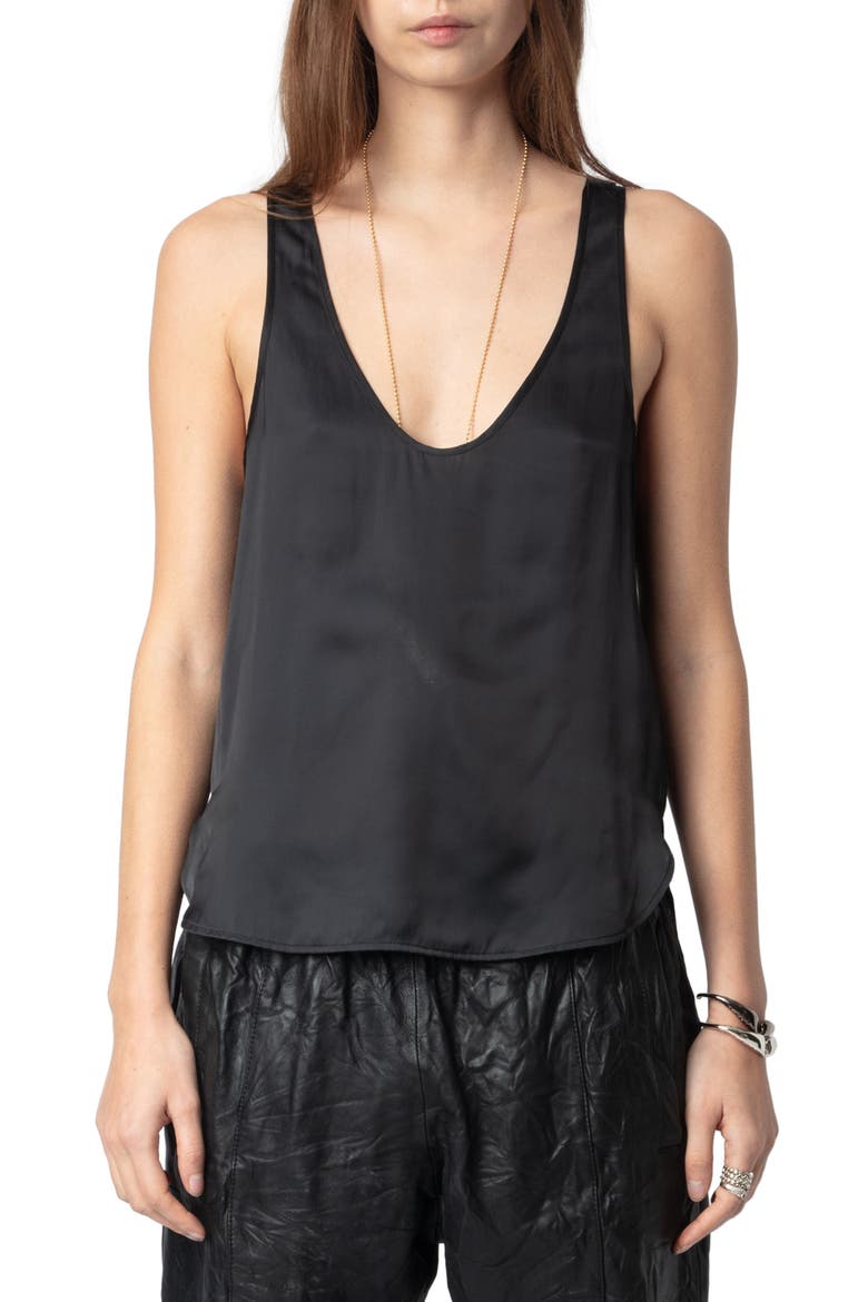 Tarys Satin Tank, Main, color, BLACK