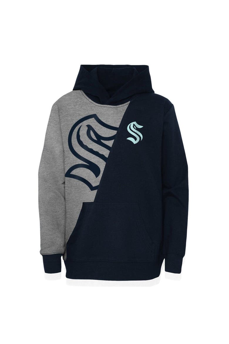 Preschool Gray/Deep Sea Blue Seattle Kraken Unrivaled Pullover Hoodie, Alternate, color, Gray