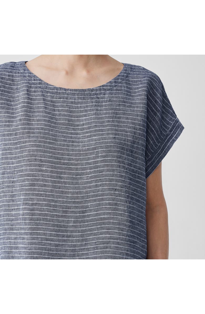 Eileen Fisher Stripe Ballet Neck Organic Linen Top, Alternate, color, 