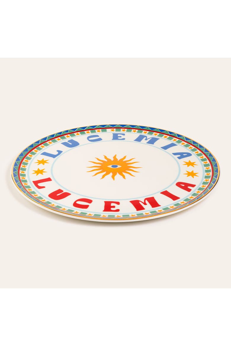 Lublin Lucemia Rimmed Porcelain Pizza Artisan Ceramic, Alternate, color, White