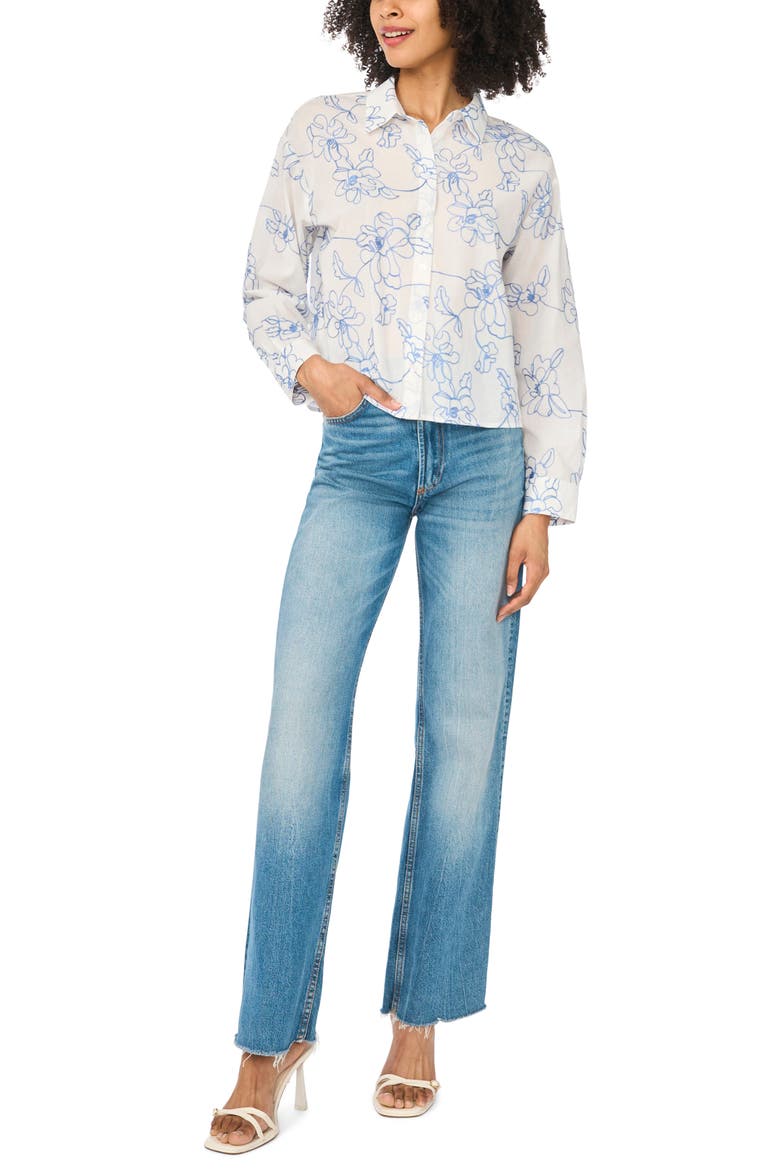Floral Embroidered Cropped Shirt, Alternate, color, NEW IVORY