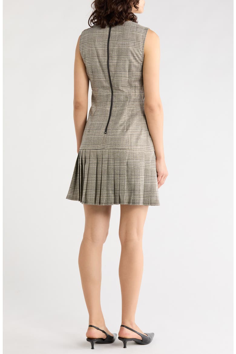 Pleat Midi Dress, Alternate, color, BLACK/ GREY/ BROWN MULTI