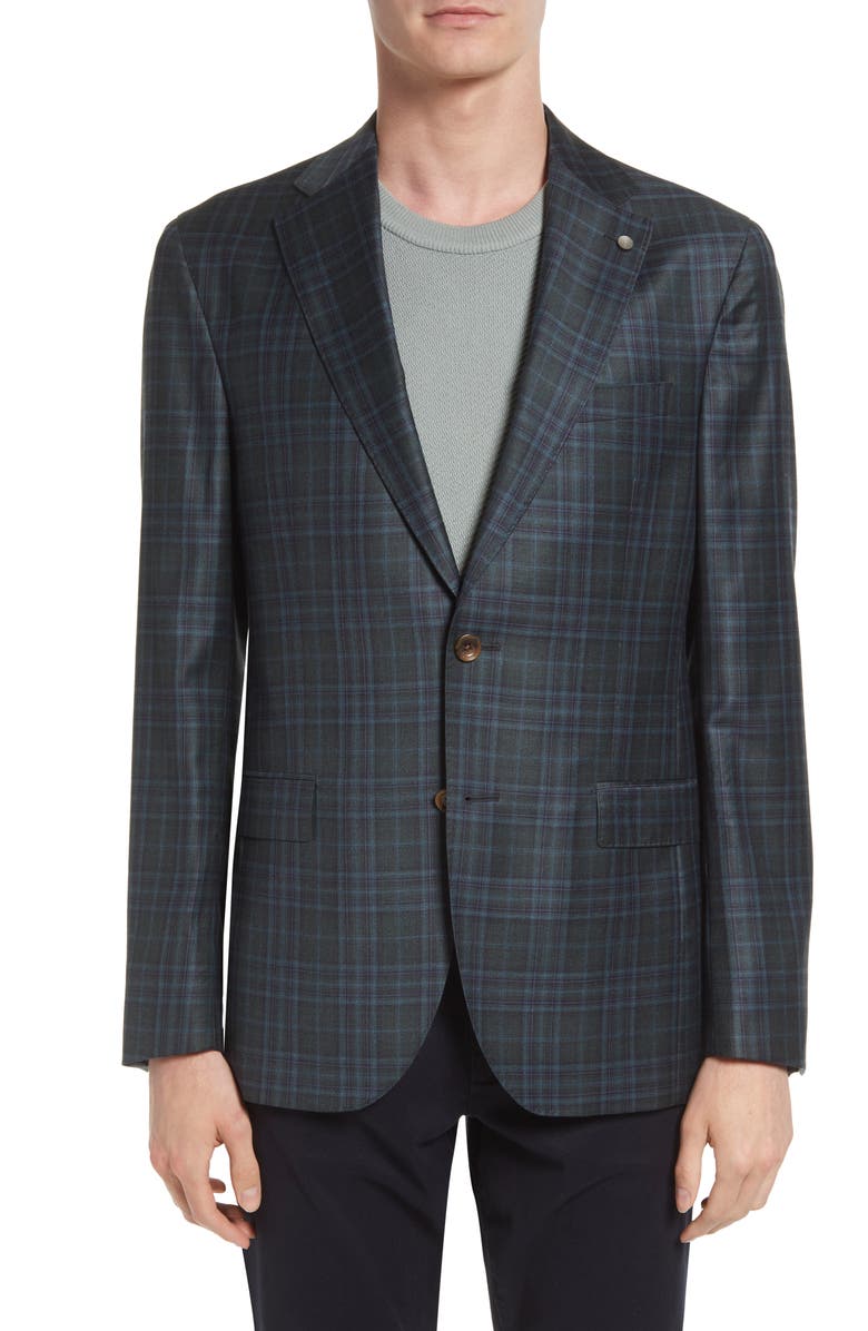 Jack Victor Midland Unconstructed Plaid Wool Sport Coat, Main, color, 