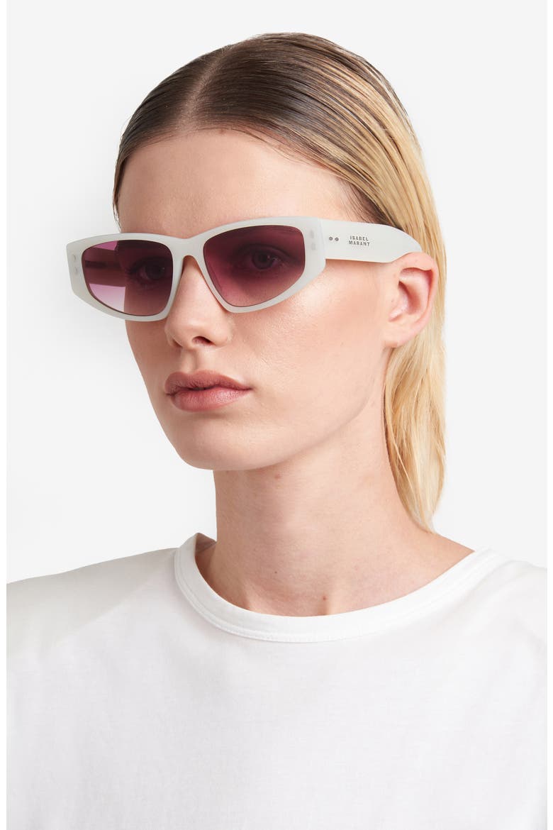 57mm Rectangle Sunglasses, Alternate, color, PEARLED WHITE