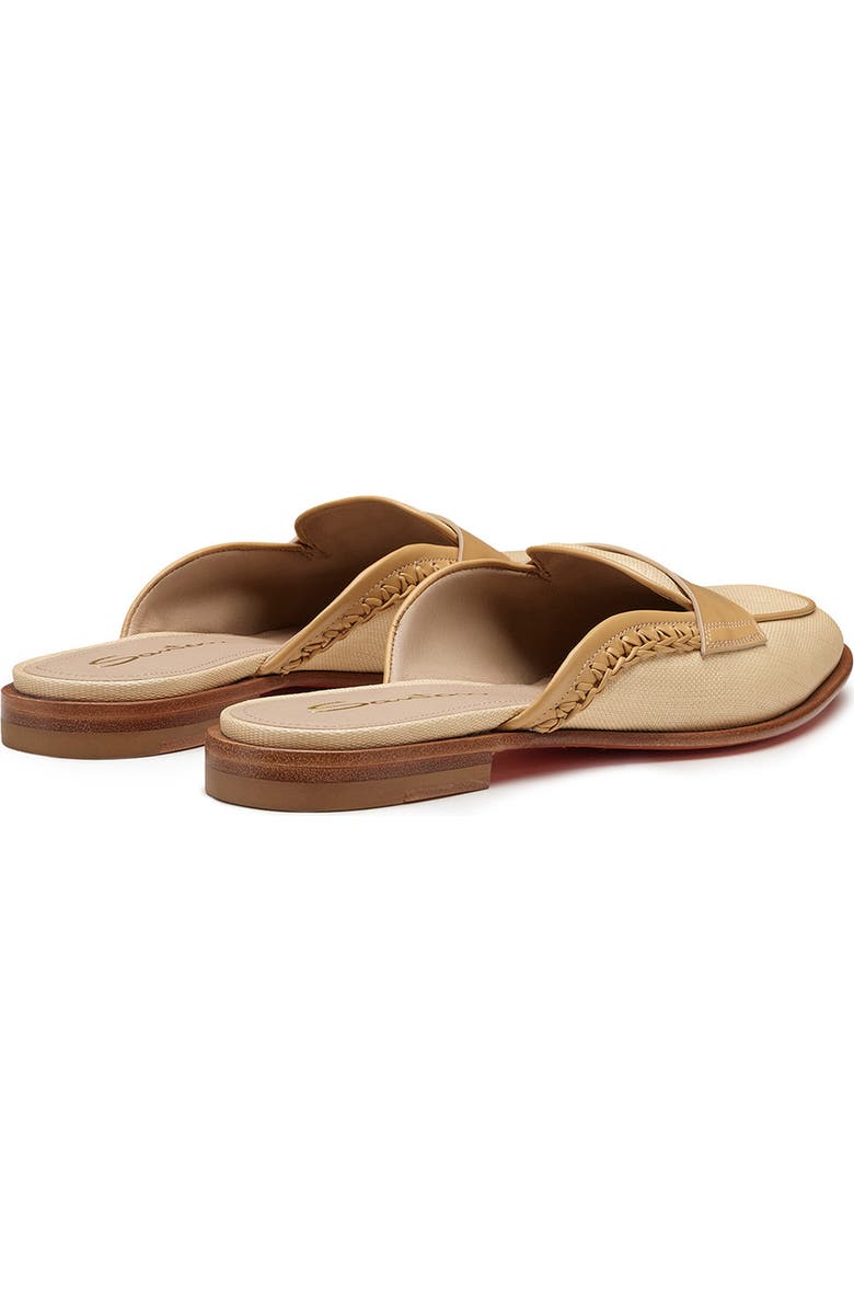 Santoni Women's Leather and Fabric Mule, Alternate, color, Natural