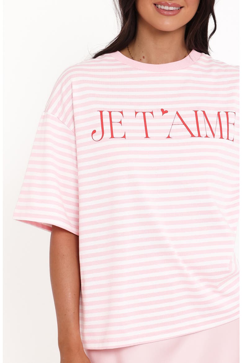 Marly Oversize Je T'aime Stripe T-Shirt, Alternate, color, PINK STRIPE