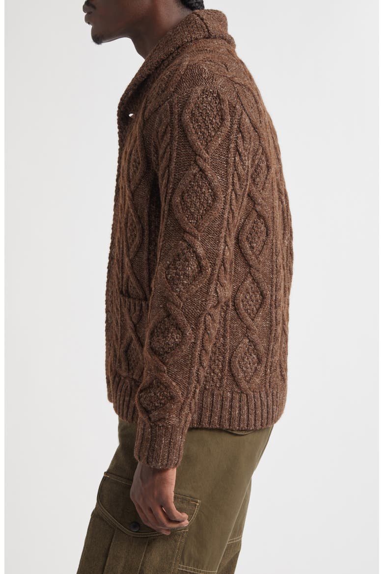 Heathered Shawl Collar Cardigan, Alternate, color, BROWN HEATHER