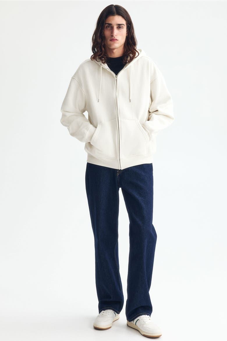 Loose  Fit Zip-through Hoodie, Main, color, Cream