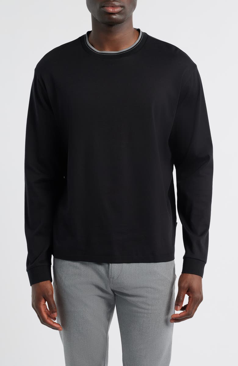 BOSS Talley Cotton Crewneck Top, Main, color, Black