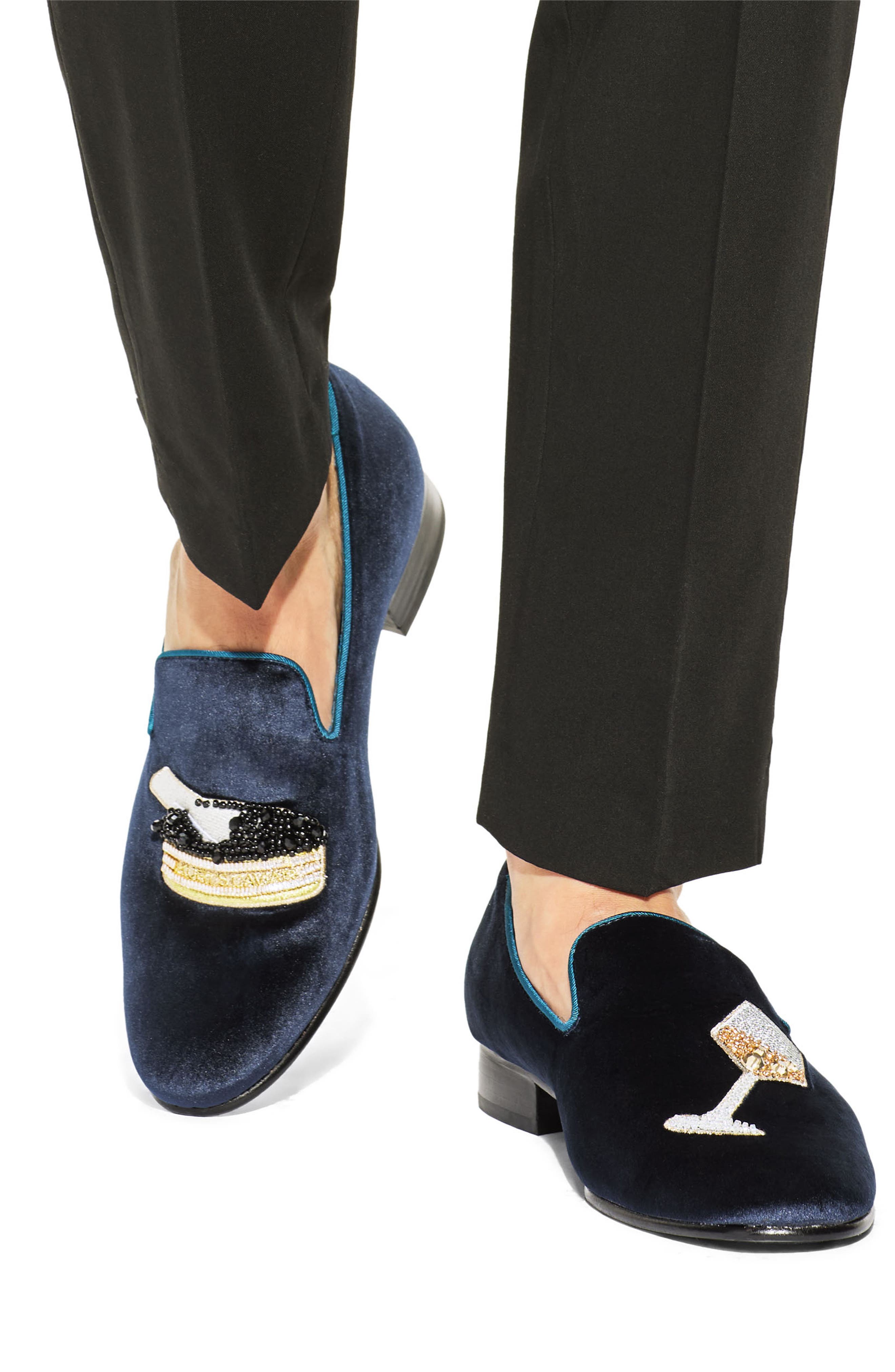 Kurt Geiger London Ace Velvet Loafer, Alternate, color, Navy