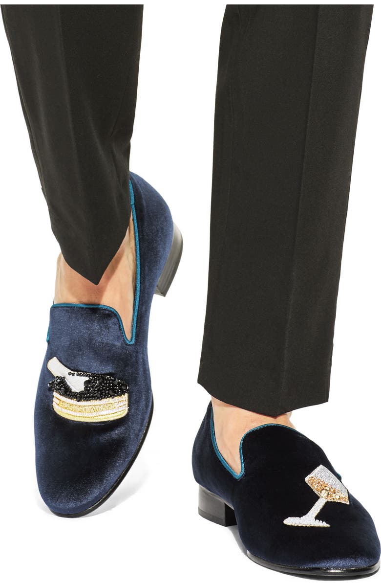 Kurt Geiger London Ace Velvet Loafer, Alternate, color, Navy