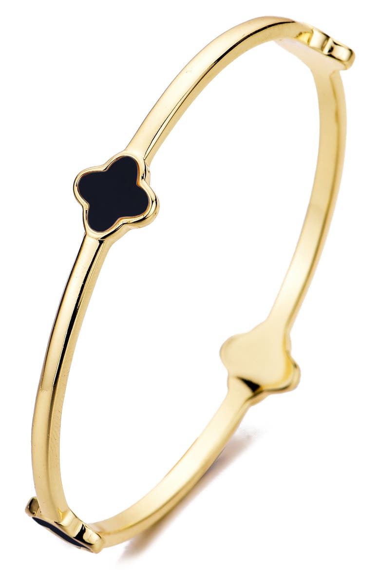 Clover Station Bangle Bracelet, Main, color, BLACK