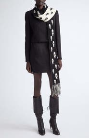 McQueen Skull Jacquard Fringe Scarf