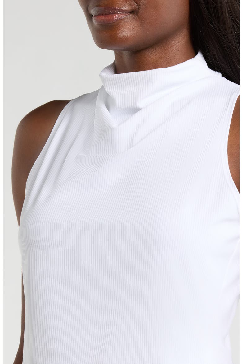 Rib Funnel Neck Sleeveless Top, Alternate, color, BRILLIANT WHITE