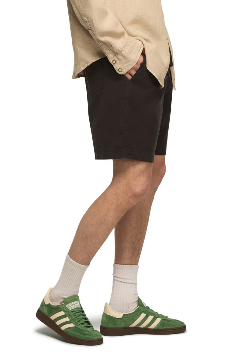 Linen & Cotton Pull-On Shorts, Alternate, color, RAVEN