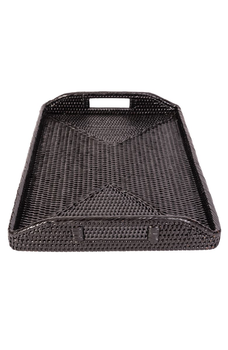Artifacts Trading Company<sup>™</sup> Artifacts Rattan Rectangular Serving Tray With High Handles, Alternate, color, Tudor Black
