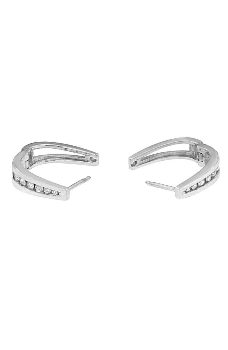 Haus of Brilliance 14k White Gold 1.0 Cttw Channel-Set Round-Cut Diamond Hoop Earrings, Alternate, color, White