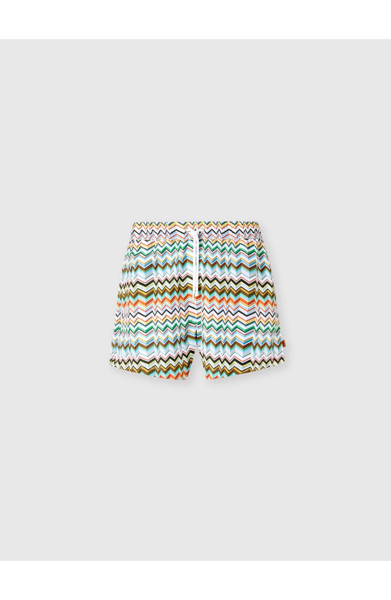 UM Mid-length Swim Shorts With Irregular Zigzag Print, Main, color, Multicoloured