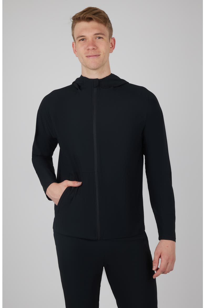 Waffle Warp Zip Hoodie, Alternate, color, BLACK