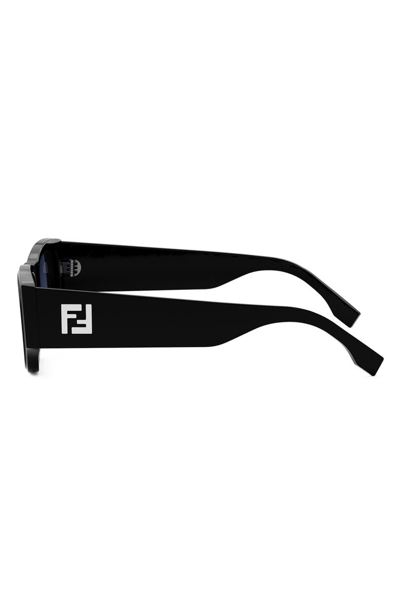 Fendi FF Squared 54mm Rectangular Sunglasses, Alternate, color, Shiny Black / Blue