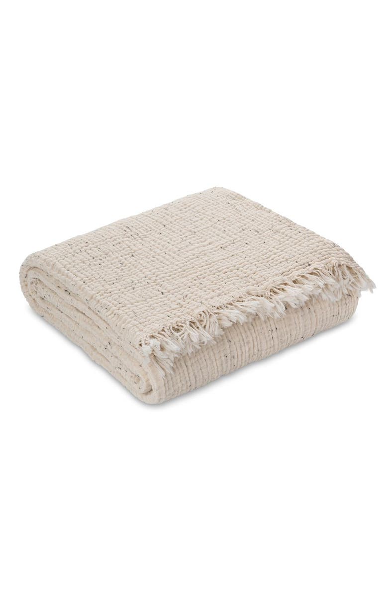 Oliviera Home Soho Supersoft 4-Layer Cotton Gauze Throw, Alternate, color, Ecru Black Dots