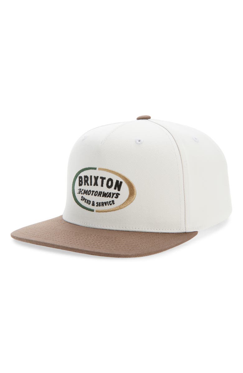 Brixton Rhett Snapback Hat, Main, color, Off White/ Pinecone Brown