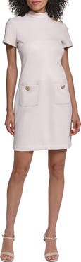 KARL LAGERFELD PARIS Faux Suede Scuba Sheath Minidress