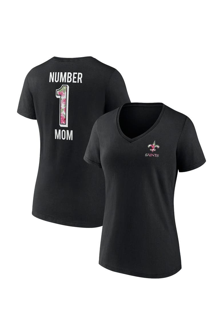 Women's Fanatics Branded Black New Orleans Saints Team Mother's Day V-Neck T-Shirt, Main, color, Black