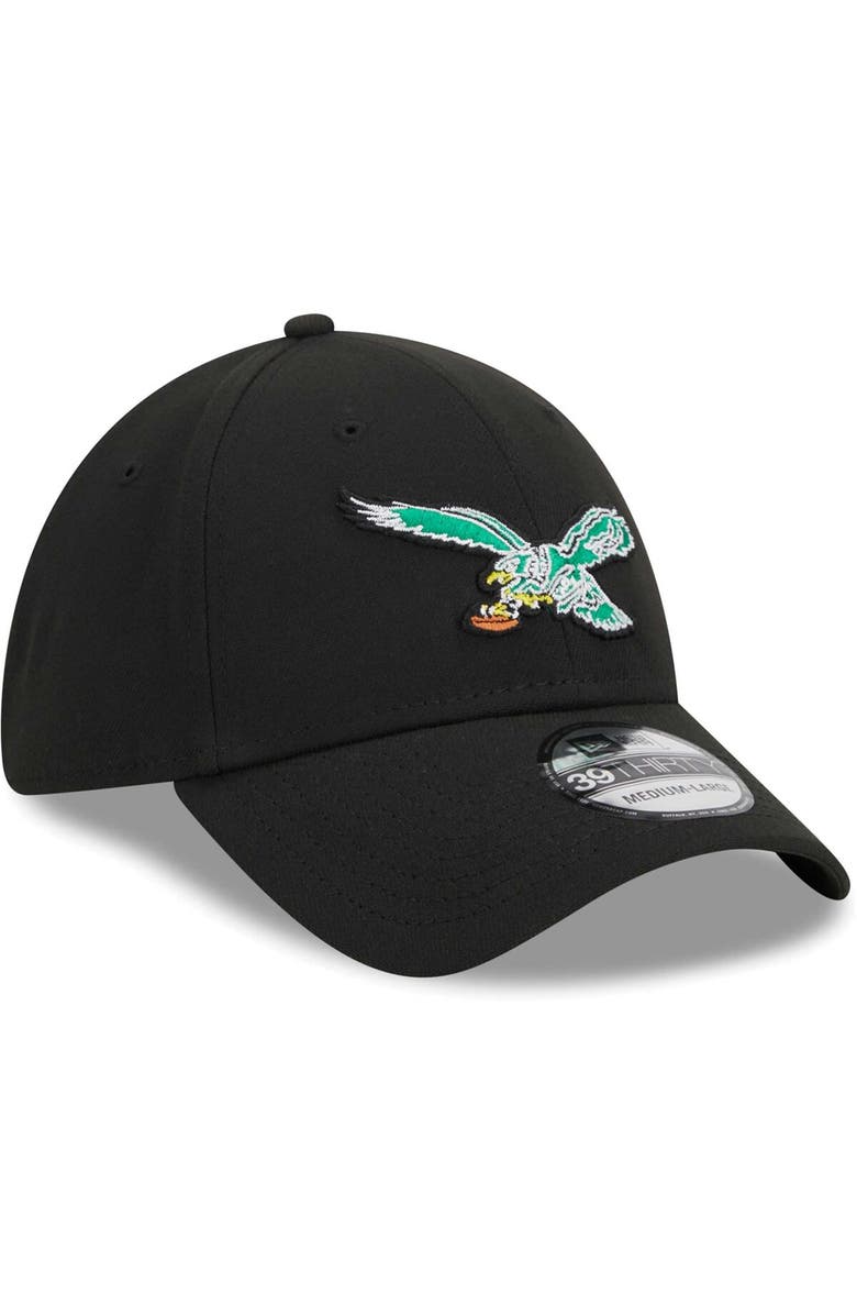 New Era Men's New Era Black Philadelphia Eagles Throwback Main 39THIRTY Flex Hat, Alternate, color,