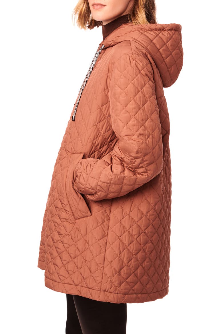 Diamond Quilted Hooded Jacket, Alternate, color, CORK