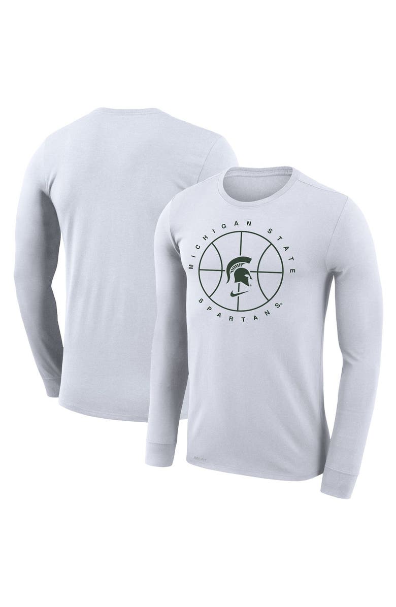 Nike Men's Nike White Michigan State Spartans Basketball Icon Legend Performance Long Sleeve T-Shirt, Main, color,