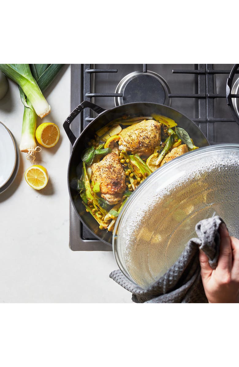Staub 3.5 Quart Enameled Cast Iron Braiser with Glass Lid, Alternate, color, Graphite Grey