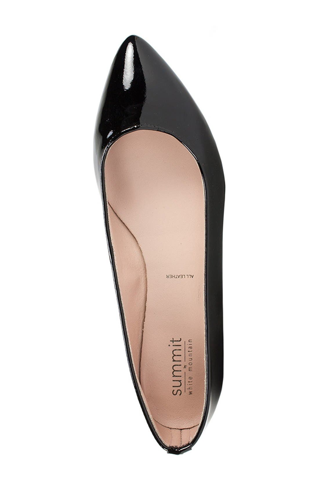 Summit 'Kamora' Pointy Toe Flat, Alternate, color, Black Patent Leather