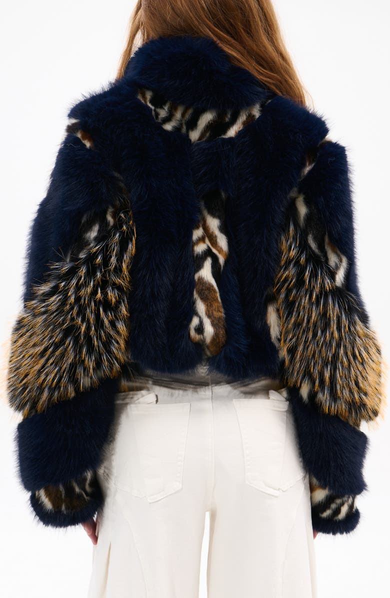 AZALEA WANG Chiara Faux Fur Jacket, Alternate, color, Navy-Multi