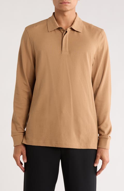 Honeycomb Knit Long Sleeve Polo