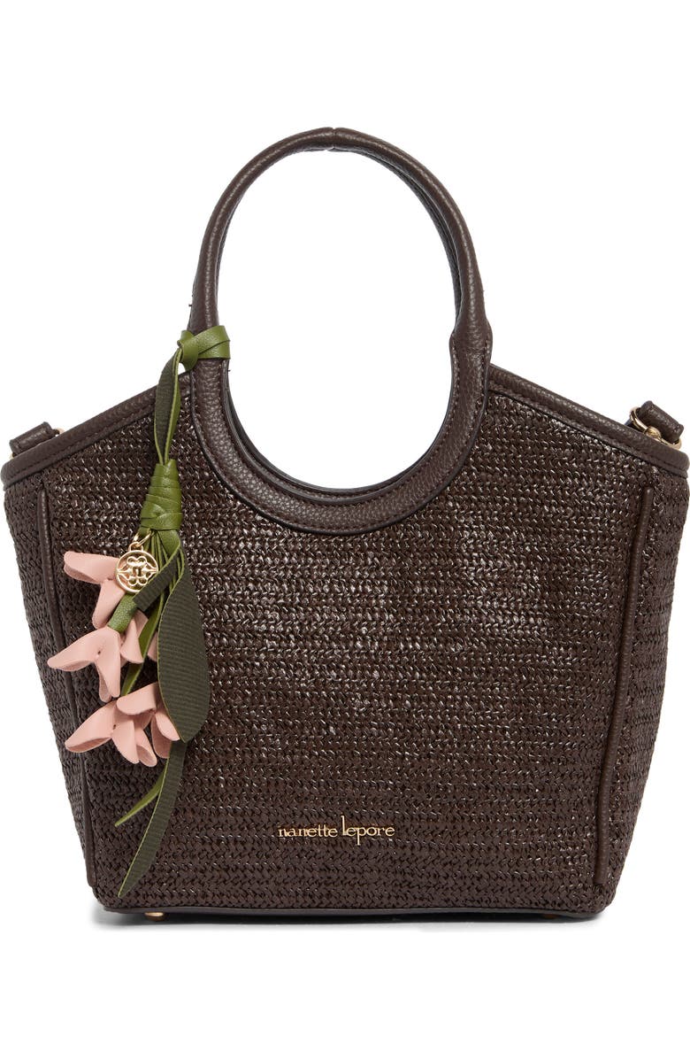 Nanette Lepore Junne Straw Satchel, Main, color, Maple Straw Maple Flowers