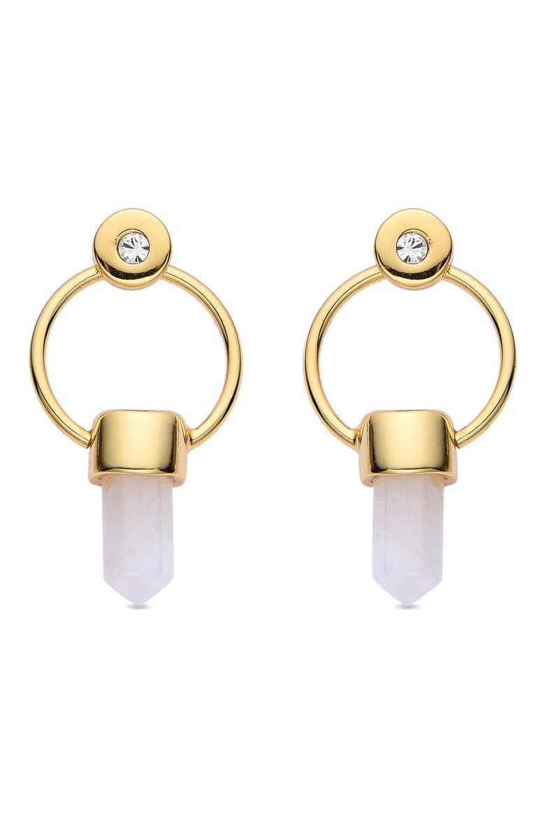 Clear Quartz Frontal Hoop Earrings, Alternate, color, GOLD