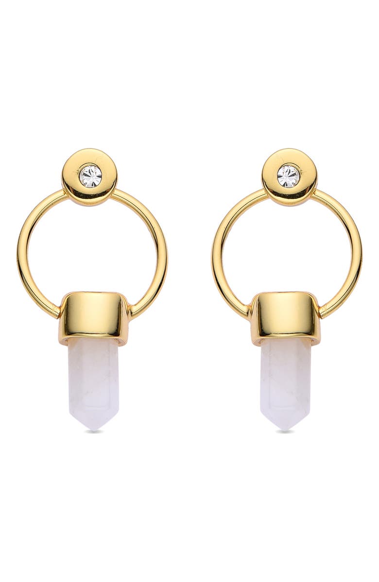 EYE CANDY LOS ANGELES Clear Quartz Frontal Hoop Earrings, Alternate, color, Gold