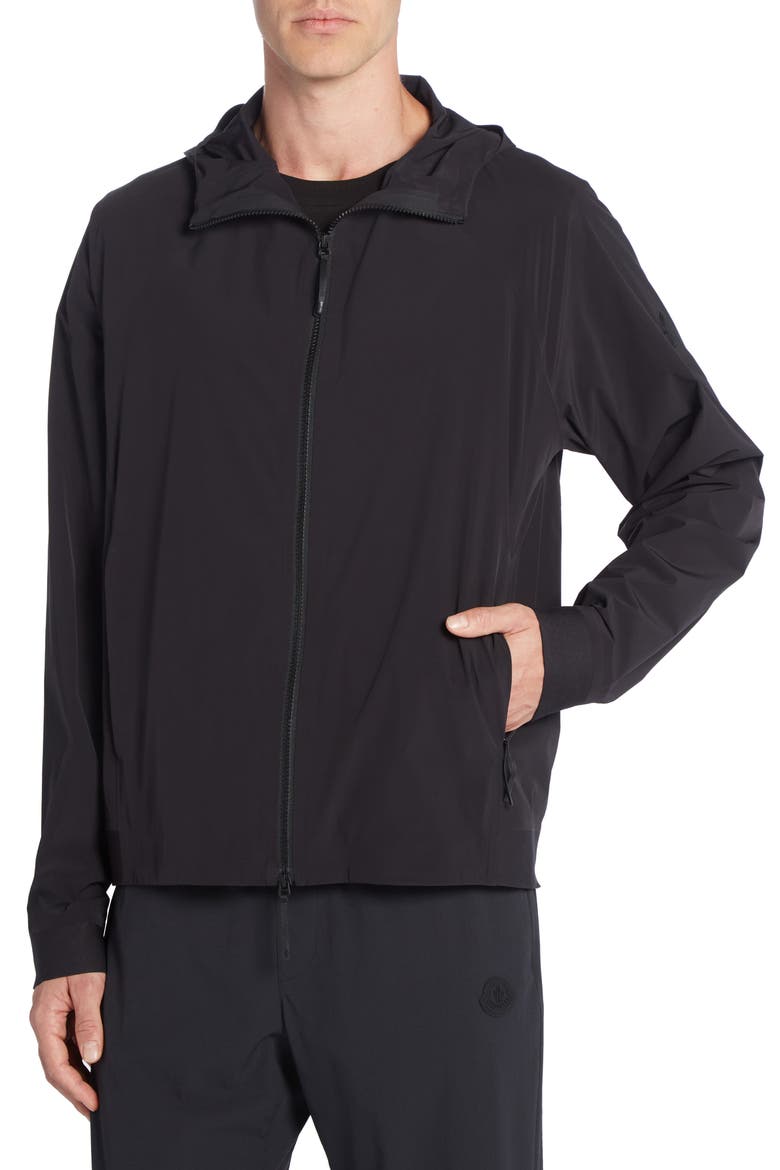 Kurz Hooded Water Repellent Windbreaker, Alternate, color, BLACK