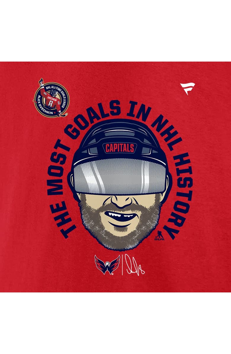 FANATICS Men's Fanatics Alexander Ovechkin Athletic Red Washington Capitals NHL All-Time Leading Goal Scorer Caricature T-Shirt, Alternate, color, Athletic Red
