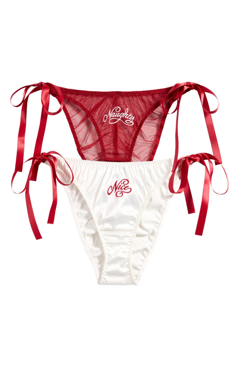 SAVAGE X FENTY Flirty Wordy Assorted 2-Pack Bikini Cut Briefs, Main, color, White/ Red