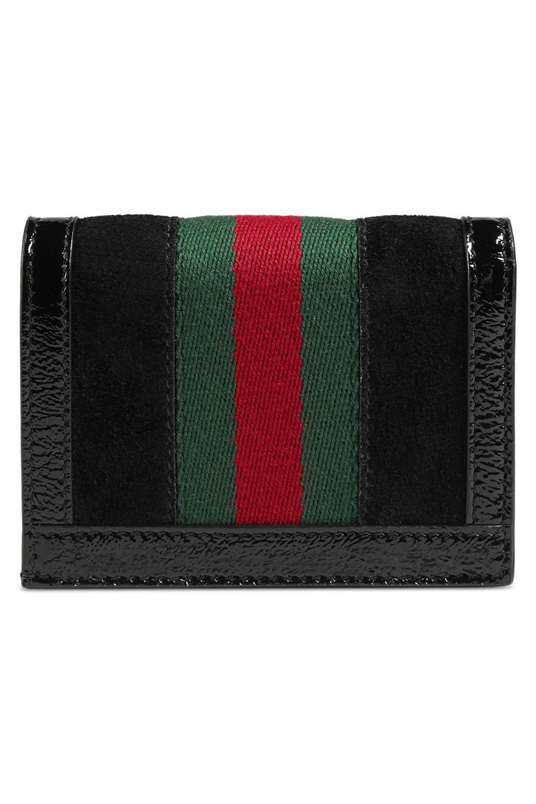 Ophidia Suede Card Case, Alternate, color, NERO/ NERO/ VERT RED VERT
