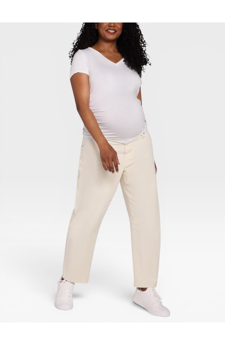 MOTHERHOOD MATERNITY Under the Belly Dart Barrel Leg Jean, Alternate, color, Vintage White Wash