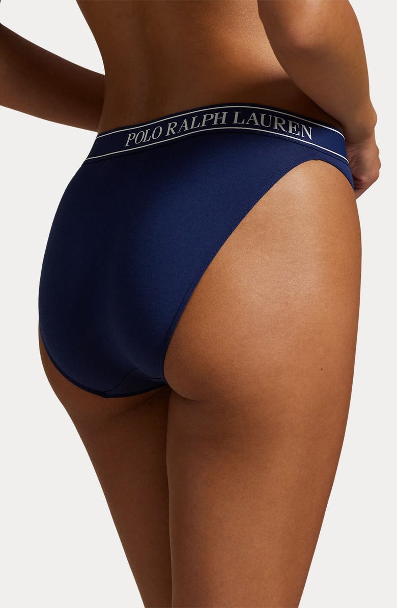 Polo Ralph Lauren Logo Band Assorted 3-Pack High Waist Bikinis, Alternate, color, White Cloud/ Onyx/ Navy