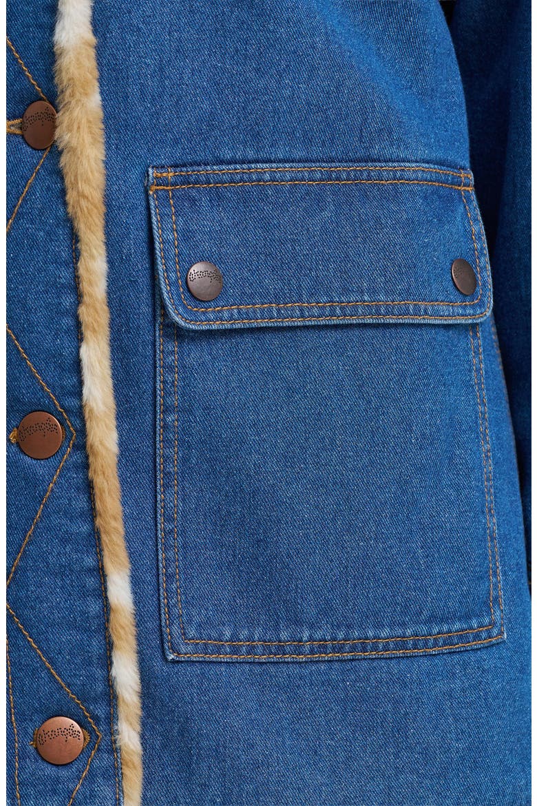 Faux Fur Lined Denim Coat, Alternate, color, CAVIAR CLASSIC