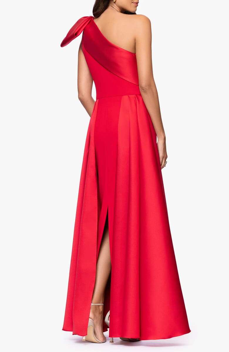 Betsy 
Adam Bow One-Shoulder Mikado Gown, Alternate, color, 