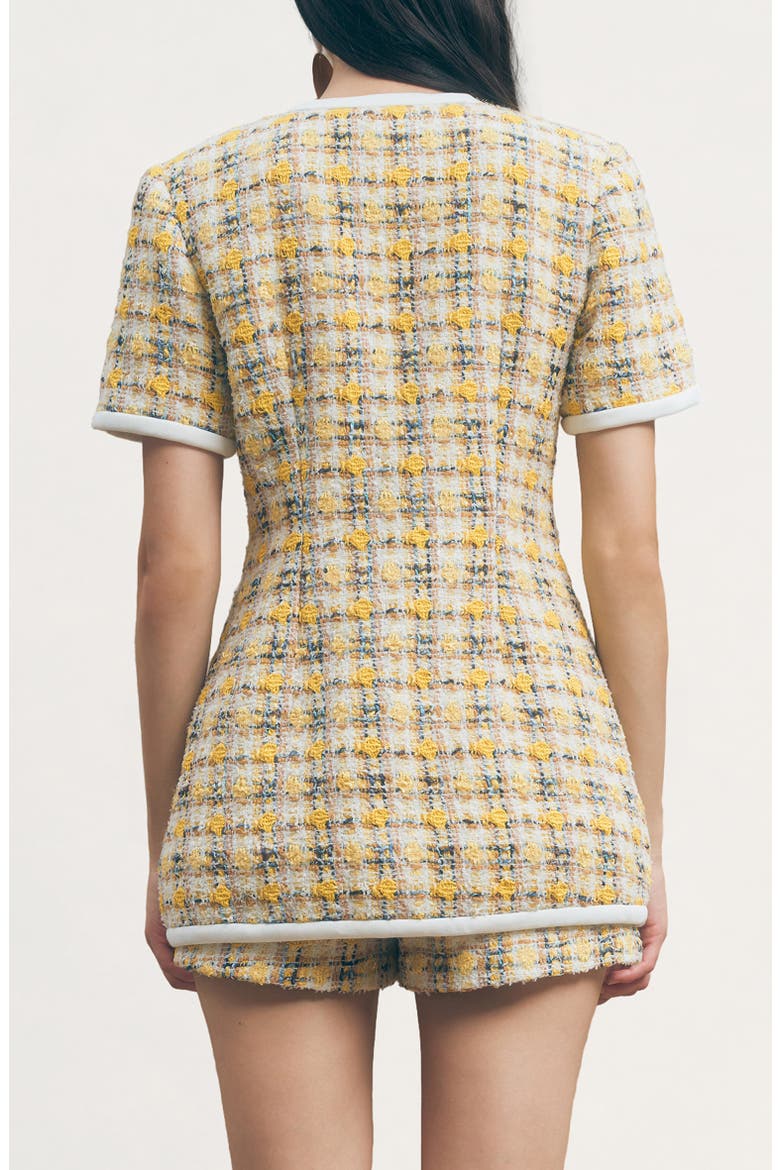 Frances Longline Tweed Jacket, Alternate, color, YELLOW TWEED