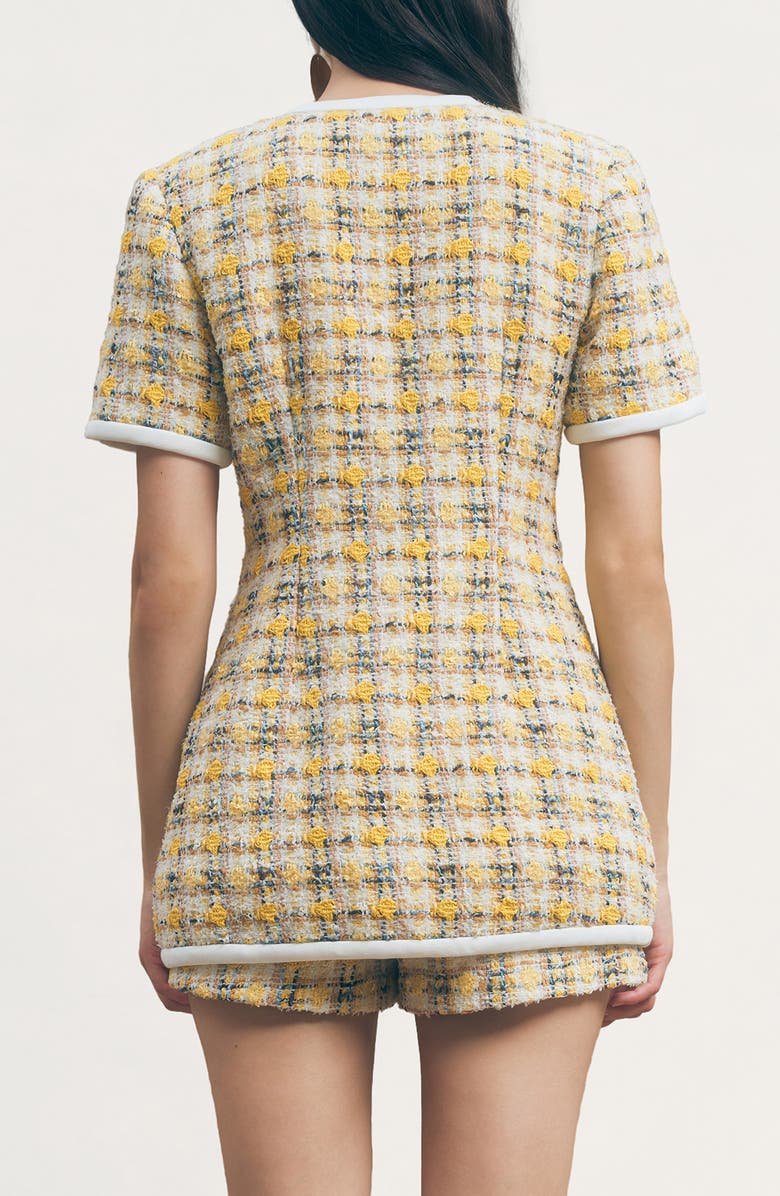 MAUDE CLUB Frances Longline Tweed Jacket, Alternate, color, Yellow Tweed