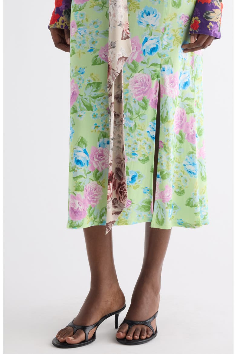 Mixed Floral Long Sleeve Midi Dress, Alternate, color, PURPLE/ GREEN